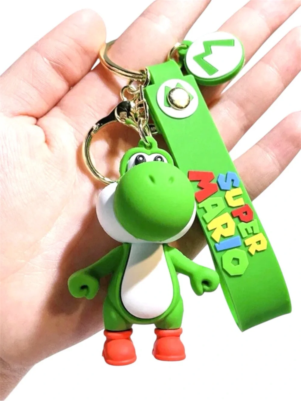 Green Yoshi Kids Keychain with Super Mario Strap